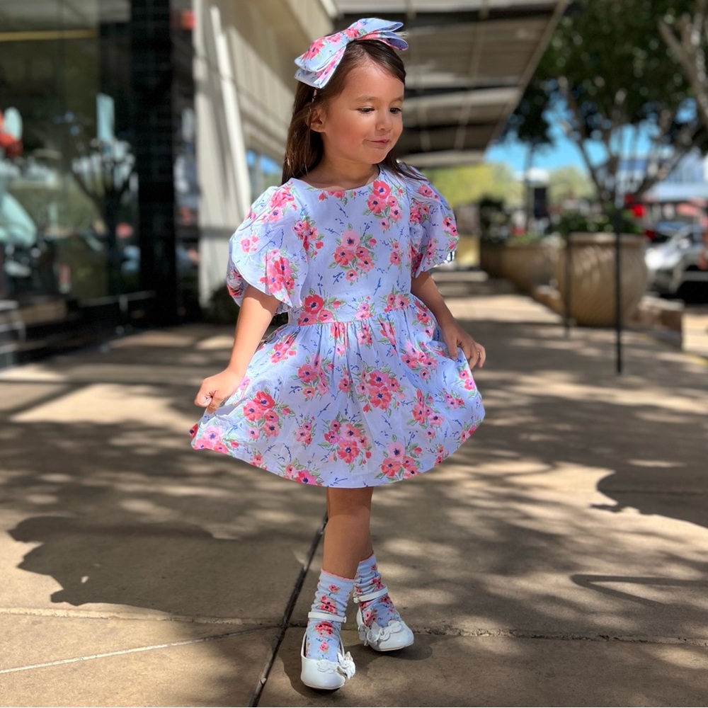 Floral Bubble Sleeve Dress